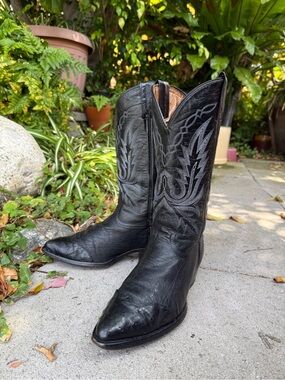 El Presidente Gold Collection - Black Ostrich Cowboy boot sz 27 1/2